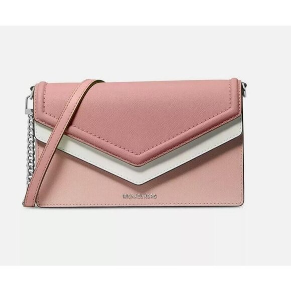 MICHAEL KORS Jet Set double flap envelope small crossbody -Primrose/Pink - Picture 1 of 12